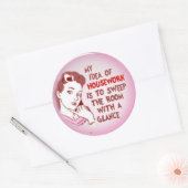 Funny Retro Frau 50er Hausfrau Hausarbeit Aufklebe Runder Aufkleber (Umschlag)