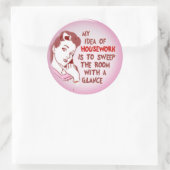 Funny Retro Frau 50er Hausfrau Hausarbeit Aufklebe Runder Aufkleber (Tasche)