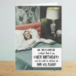 Funny Retro Frau Geburtstag Karte<br><div class="desc">Die sonnige Geburtstagskarte zeigt eine Retrofrau, die in ihrem Schlafzimmer wecke und merkt, dass es ihr Geburtstag ist. Der Text lautet: Und in diesem Moment merkte sie, dass es ihr Geburtstag war und sie alles tun konnte, was sie besaß* sehr zufrieden! Ein wenig Vintag, ein wenig schnipsig und viel Spaß!...</div>