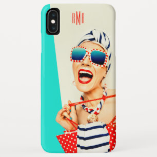 Funny Retro Frau in Sonnenbrille mit Monogramm Case-Mate iPhone Hülle