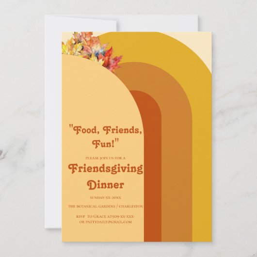 FUNNY RETRO FRIENDSGIVING EINLADUNG (Vorderseite)