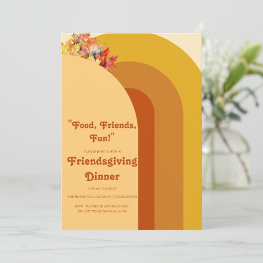 FUNNY RETRO FRIENDSGIVING EINLADUNG (Stehend Vorderseite)