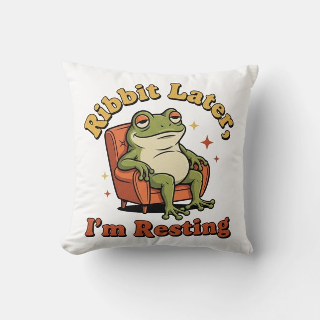 Funny Retro Frog Square Throw Pillow Kissen (Vorderseite)