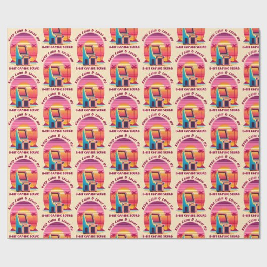 Funny Retro Gamer 80er Arcade 8-Bit Gaming Spaß Geschenkpapier (Flach)