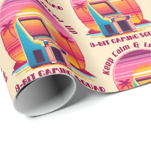 Funny Retro Gamer 80er Arcade 8-Bit Gaming Spaß Geschenkpapier (Rolleneckpunkt)