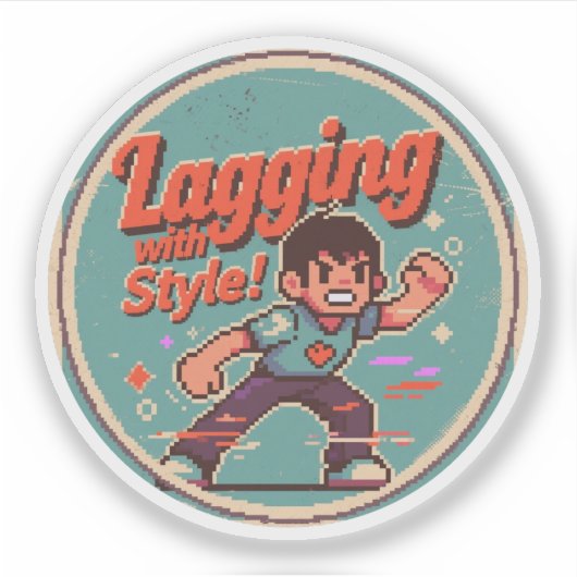 Funny Retro Gaming Design - Mit Stil hinterherhink Aufkleber (Vorderseite)