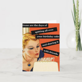 Funny Retro Geburtstagskarte bläst Kerzen aus Karte