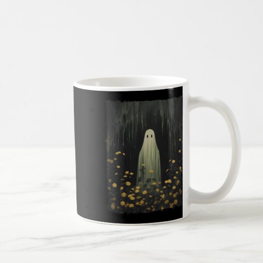 Funny Retro Geist im Wald BlumenHalloween G Kaffeetasse (Rechts)