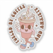 Funny Retro gespeist von Kaffee und Angst Aufkleber (Vorderseite)