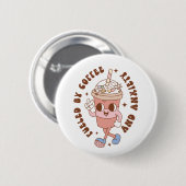 Funny Retro gespeist von Kaffee und Angst Button (Vorne & Hinten)