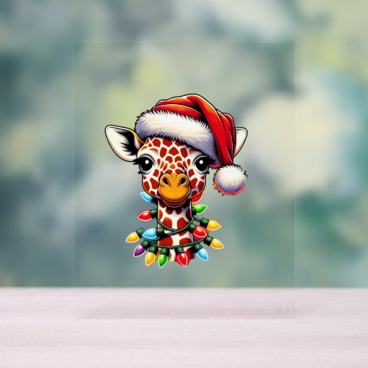 Funny Retro Giraffe Lover Weihnachtsbaum Acrylschild (Neutral)