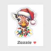 Funny Retro Giraffe Lover Weihnachtsbaum Aufkleber (Blatt)