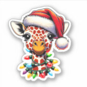 Funny Retro Giraffe Lover Weihnachtsbaum Aufkleber (Vorderseite)