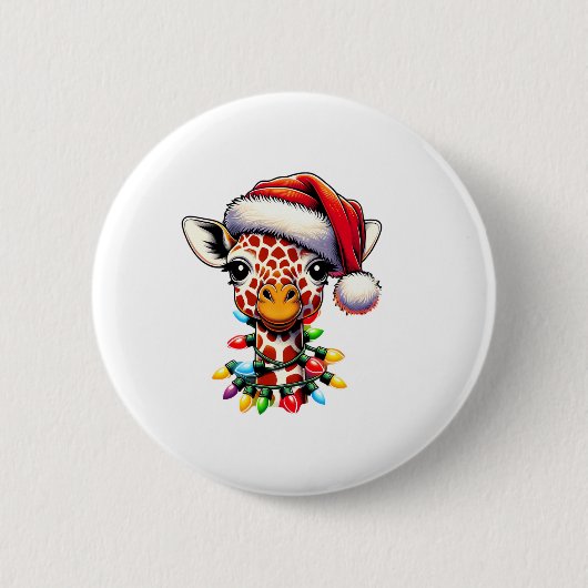 Funny Retro Giraffe Lover Weihnachtsbaum Button (Vorderseite)