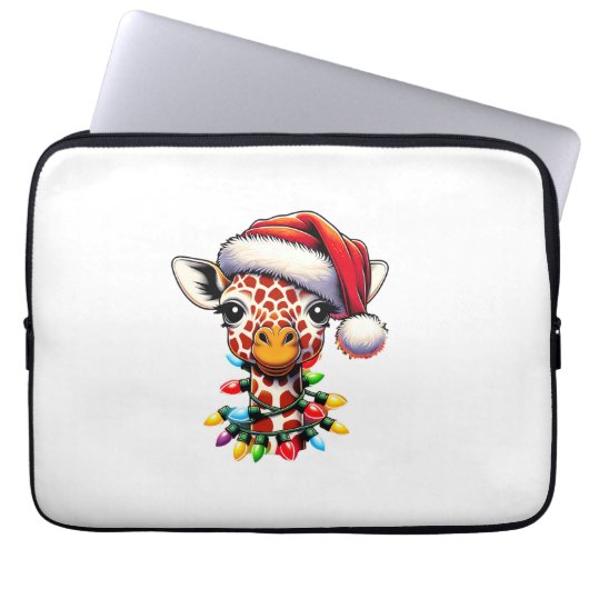Funny Retro Giraffe Lover Weihnachtsbaum Laptopschutzhülle (Vorderseite)