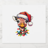 Funny Retro Giraffe Lover Weihnachtsbaum Schaumweinetikett (Einzelnes Label)