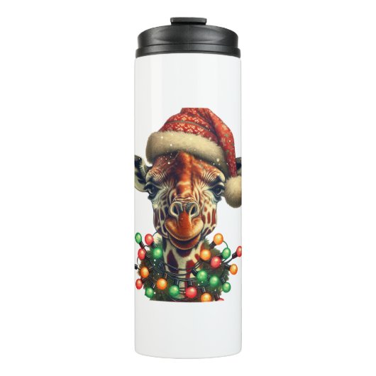 Funny Retro Giraffe Lover Weihnachtsbaum Thermosbecher (Vorderseite)