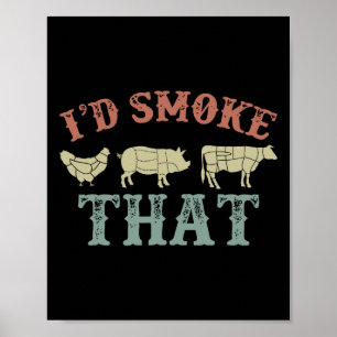 Funny Retro Grillen Party Smoker Koch Vater Gesche Poster