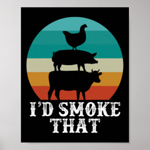 Funny Retro Grillen Party Smoker Koch Vater Gesche Poster