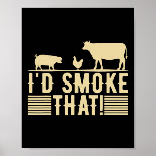 Funny Retro Grillen Party Smoker Koch Vater Gesche Poster