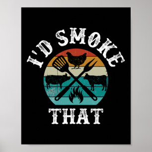 Funny Retro Grillen Party Smoker Koch Vater Gesche Poster