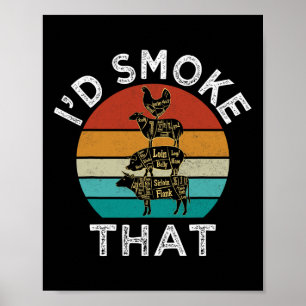 Funny Retro Grillen Party Smoker Koch Vater Gesche Poster