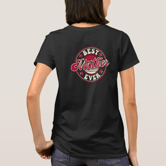 Funny Retro Groovy beste Mutter je rot gelb T-Shirt (Rückseite)