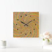 Funny Retro Grunge Swirl + Ihre Idee Quadratische Wanduhr (Zuhause)