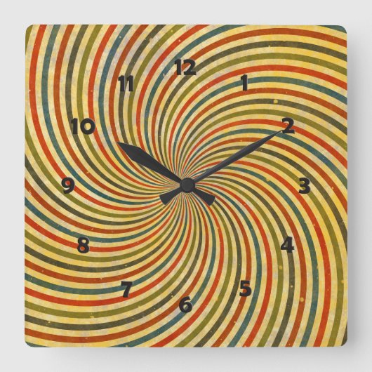 Funny Retro Grunge Swirl + Ihre Idee Quadratische Wanduhr (Vorderseite)
