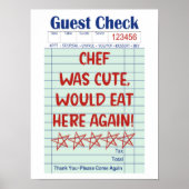 Funny Retro Guest Check Chef Was Cute Poster  (Vorne)