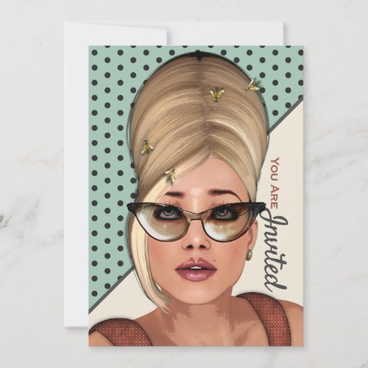 Funny Retro Hair und Schönheitssalon Einladung (Vorderseite)