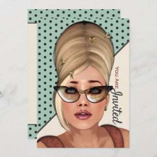 Funny Retro Hair und Schönheitssalon Einladung