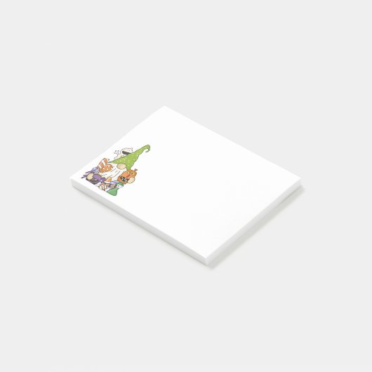 Funny Retro Halloween Gnomes Pumpkin Candies Post-it Klebezettel (angewinkelt)