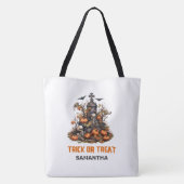 Funny Retro Halloween spukhaftes Grab mit Skelette Tasche (Rückseite)