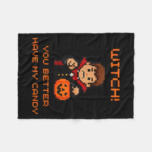 Funny Retro Halloween Trick Or Treat  Fleecedecke (Vorderseite (Horizontal))