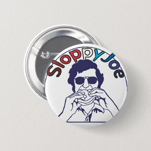 Funny Retro Hamburger Sloppy Joe Feinschmecker Button (Vorne & Hinten)