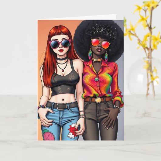 Funny Retro Happy Birthday Karte (Gelbe Blume)