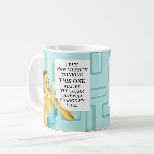 Funny Retro Hausfrau Lipstick Kaffeetasse (Vorderseite Links)