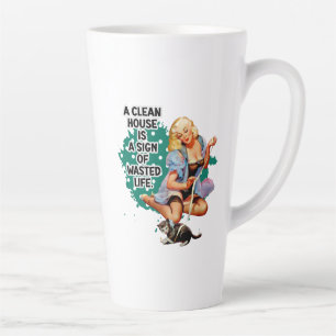 Funny Retro Hausfrau Spaß Button-up Kunst Milchtasse