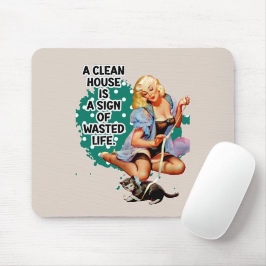 Funny Retro Hausfrau Spaß Button-up Kunst Mousepad (Mit Mouse)