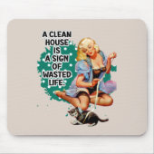 Funny Retro Hausfrau Spaß Button-up Kunst Mousepad (Vorne)