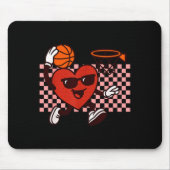 Funny Retro Heart Graphic Basketball Player Kids V Mousepad (Vorne)