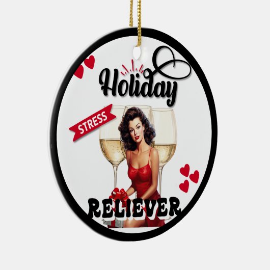 Funny Retro Holiday Stress Relieve Keramik Ornament (Rechts)