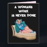 FUNNY RETRO HOUSEWIFE BIRTHDAY FRIEND CARD KARTE<br><div class="desc">RETRO BLOND BIRTHDAY GREETING CARD</div>