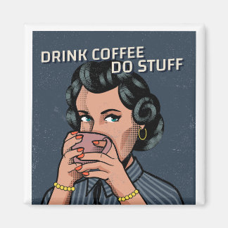 FUNNY RETRO HOUSEWIFE FRAU COFFEE KÜHLSCHRANKMAGNE MAGNET