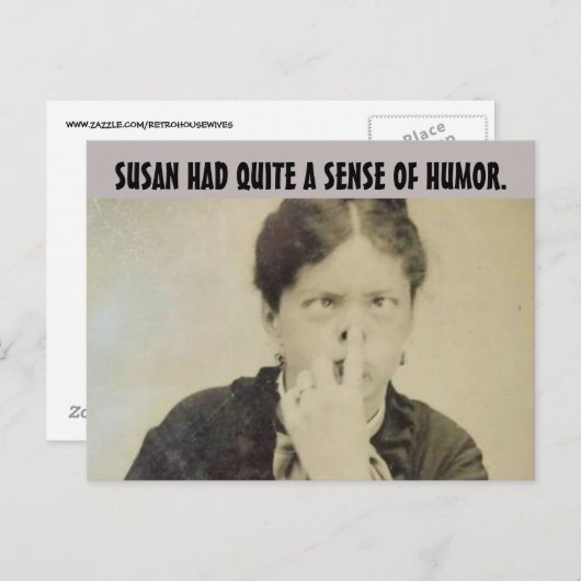 FUNNY RETRO HOUSEWIFF 'FUNNY FACE' Postkarten (Vorne/Hinten)