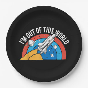 Funny Retro Ich bin aus dieser Weltraumrakete Pappteller