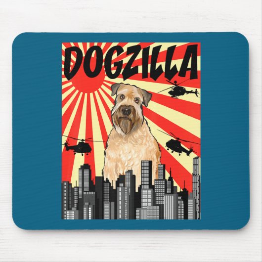 Funny Retro Japanese Dogzilla Soft Coated Wheaten Mousepad (Vorne)
