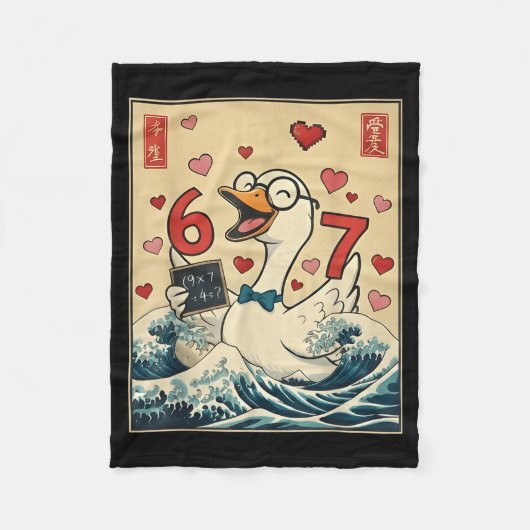 Funny Retro Japanese Goose Teacher 6 7 Meme Valent Fleecedecke (Vorderseite)
