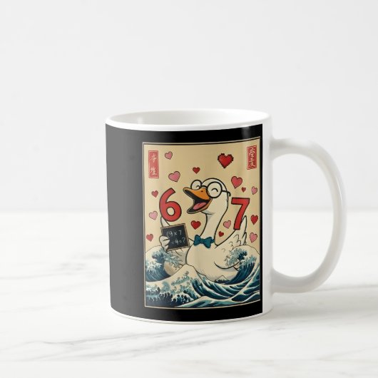 Funny Retro Japanese Goose Teacher 6 7 Meme Valent Kaffeetasse (Rechts)
